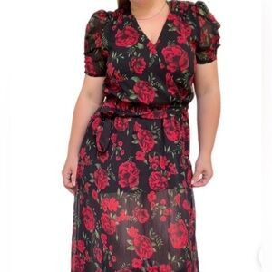Disney Coco Dress Floral  Character Unique Womens Black Red Floral Maxi Size XL